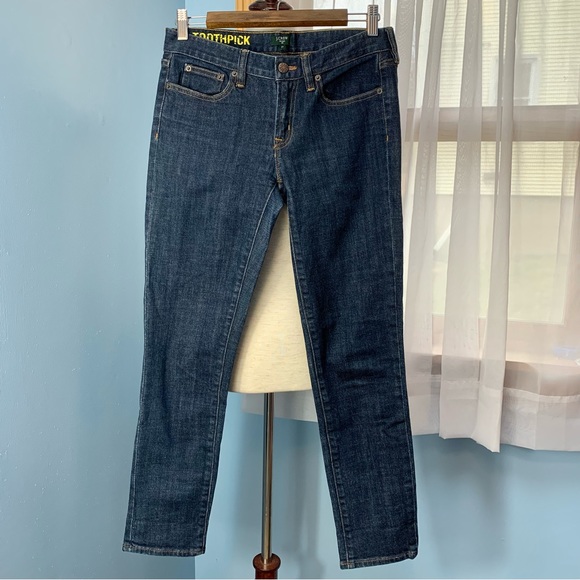 J. Crew Dark Wash Toothpick Stretch Jeans - Picture 2 of 6